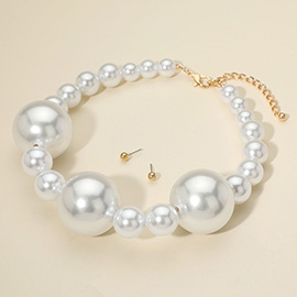 Bold Oversized Pearl Beaded Statement Necklace