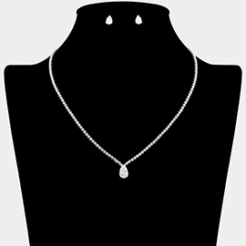 Teardrop CZ Stone Cluster Pendant Necklace