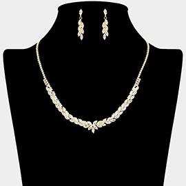CZ Stone Cluster Leaf Vine Necklace