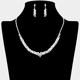CZ Stone Cluster Leaf Vine Necklace