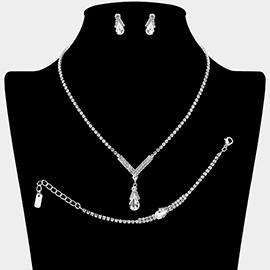Teardrop Pendant Accent Rhinestone Paved Jewelry Set