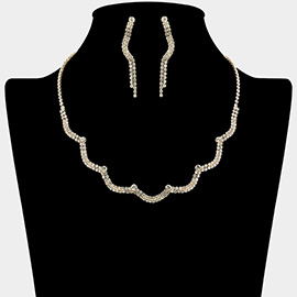 Curved Rhinestone Paved Necklace