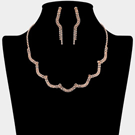 Curved Rhinestone Paved Necklace