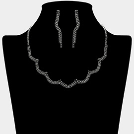 Curved Rhinestone Paved Necklace