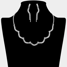 Curved Rhinestone Paved Necklace