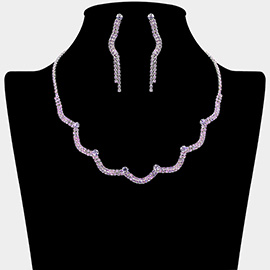 Curved Rhinestone Paved Necklace