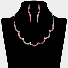Curved Rhinestone Paved Necklace