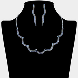 Curved Rhinestone Paved Necklace