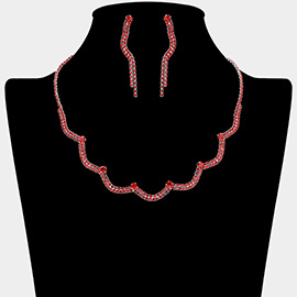 Curved Rhinestone Paved Necklace