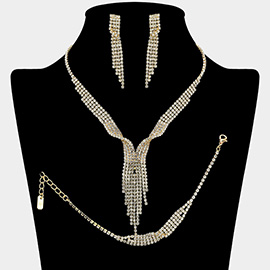 Rhinestone Paved Fringe Jewelry Set