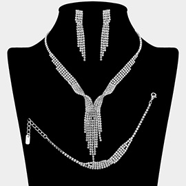 Rhinestone Paved Fringe Jewelry Set