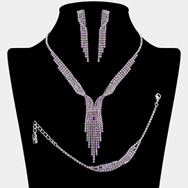 Rhinestone Paved Fringe Jewelry Set