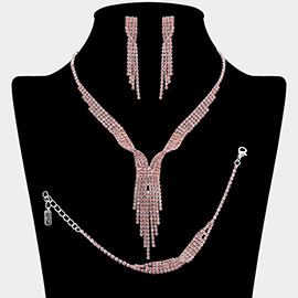 Rhinestone Paved Fringe Jewelry Set
