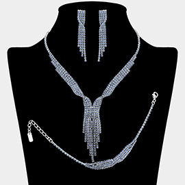 Rhinestone Paved Fringe Jewelry Set