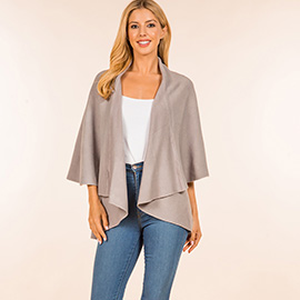 Open Front Solid Wrap Poncho