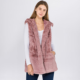 Faux Fur Hooded Vest