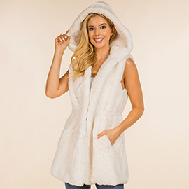 Faux Fur Hooded Vest