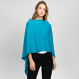 Solid Versatile Asymmetrical Poncho Wrap / Scarf