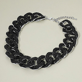 Stone Embellished Chunky Chain Necklace