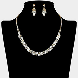 Round Marquise Stone Cluster Rhinestone Necklace