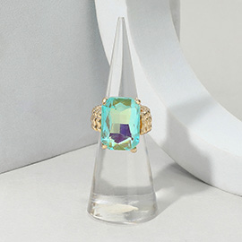 Faceted Emerald Cut Stone Cluster Stretch Ring