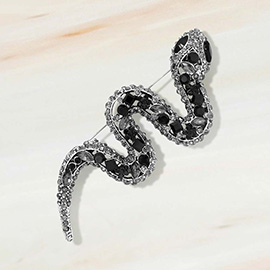 Rhinestone Embellished Snake Pin Brooch