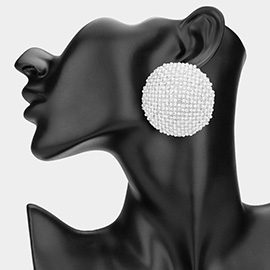 Bold Rhinestone Pearl Paved Round Statement Earrings