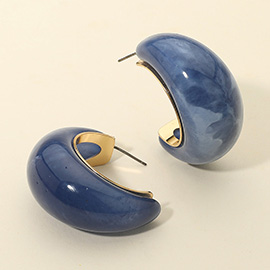 Glossy Marbled Chunky Resin Hoop Earrings