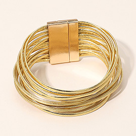 Faux Leather Multi-Strand Wrap Magnetic Bracelet