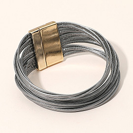 Faux Leather Multi-Strand Wrap Magnetic Bracelet