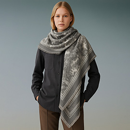 Elegant Floral Stripe pattern Printed Square Scarf