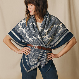 Elegant Floral Stripe pattern Printed Square Scarf