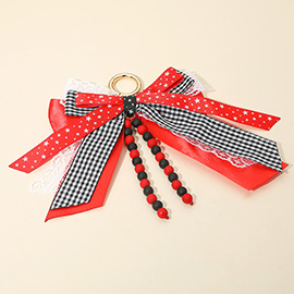 Game Day Theme Triple Layered Bow Bag Charm / Keychain