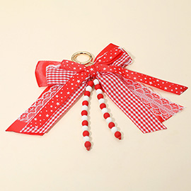 Game Day Theme Triple Layered Bow Bag Charm / Keychain