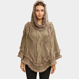 Soft Faux Fur Knitted Poncho