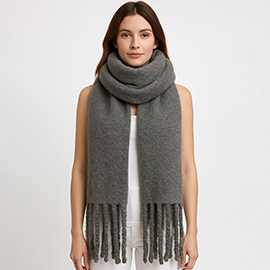 Chunky Oversized Knit Fringe Winter Scarf