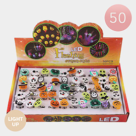 50PCS - LIGHT UP LED Flashing Halloween Rings