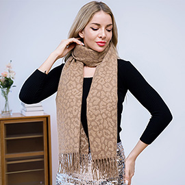 Leopard Pattern Fringe Winter Scarf