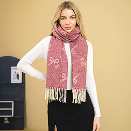 Bow Pattern Fringe Winter Scarf