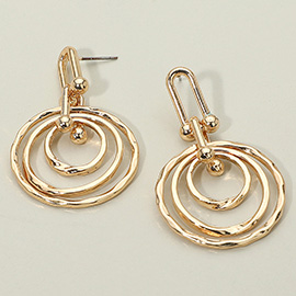 Hammered Metal Layered Spiral Hoop Drop Earrings