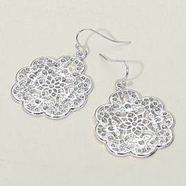 Metal Filigree Flower Dangle Earrings