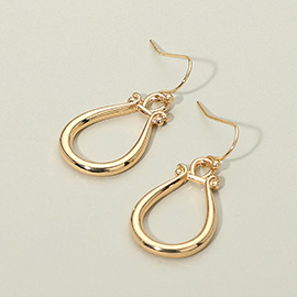 Metal Open Abstract Teardrop Dangle Earrings