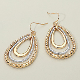 Metal Bubble Layered Teardrop Dangle Earrings