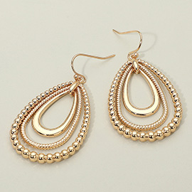 Metal Bubble Layered Teardrop Dangle Earrings
