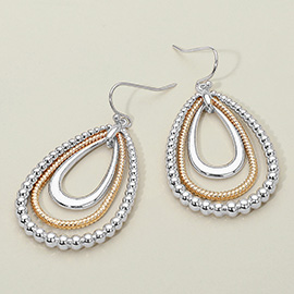 Metal Bubble Layered Teardrop Dangle Earrings