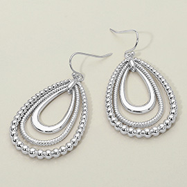 Metal Bubble Layered Teardrop Dangle Earrings