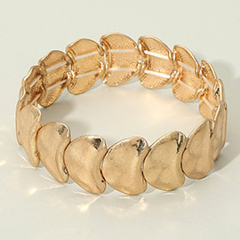 Abstract Brushed Metal Plated Beaded Stretch Bracelet
