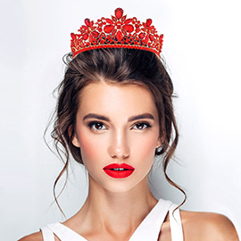 Floral Stone Cluster Embellished Princess Tiara