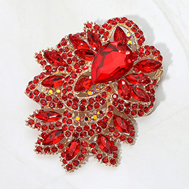 Bold Rhinestone Flower Statement Brooch / Pendant