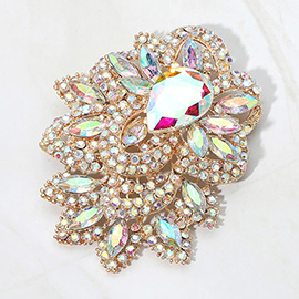 Bold Rhinestone Flower Statement Brooch / Pendant